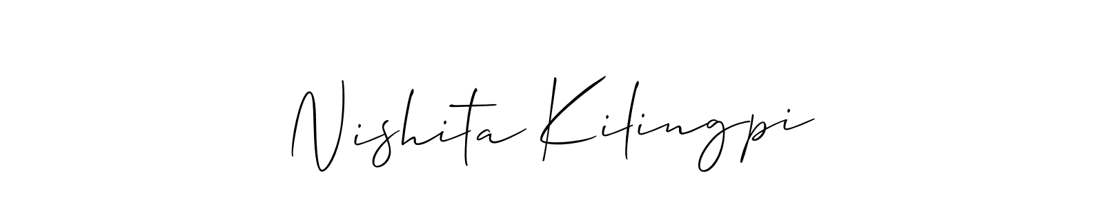 Make a short Nishita Kilingpi signature style. Manage your documents anywhere anytime using Allison_Script. Create and add eSignatures, submit forms, share and send files easily. Nishita Kilingpi signature style 2 images and pictures png