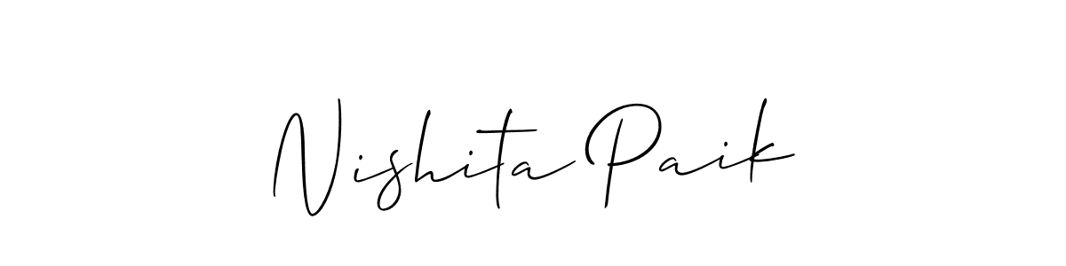 Also You can easily find your signature by using the search form. We will create Nishita Paik name handwritten signature images for you free of cost using Allison_Script sign style. Nishita Paik signature style 2 images and pictures png