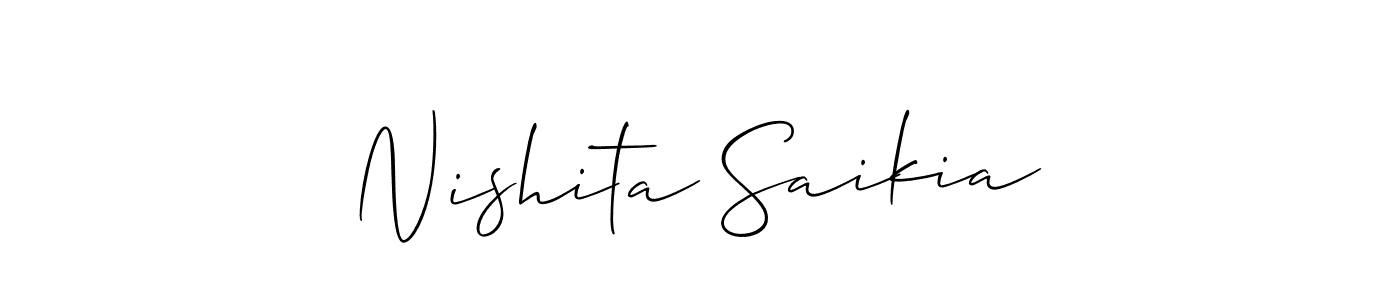 This is the best signature style for the Nishita Saikia name. Also you like these signature font (Allison_Script). Mix name signature. Nishita Saikia signature style 2 images and pictures png