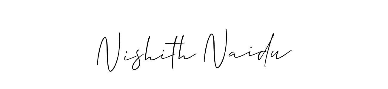 Create a beautiful signature design for name Nishith Naidu. With this signature (Allison_Script) fonts, you can make a handwritten signature for free. Nishith Naidu signature style 2 images and pictures png