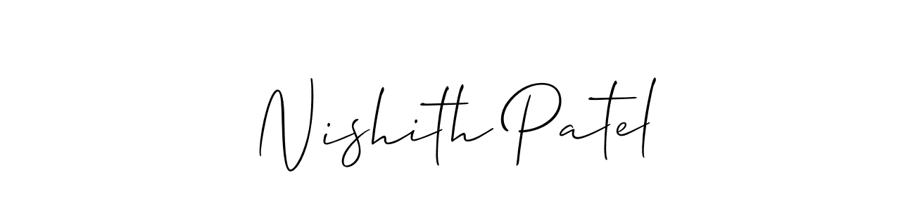 Create a beautiful signature design for name Nishith Patel. With this signature (Allison_Script) fonts, you can make a handwritten signature for free. Nishith Patel signature style 2 images and pictures png