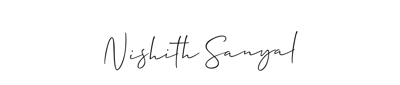 Allison_Script is a professional signature style that is perfect for those who want to add a touch of class to their signature. It is also a great choice for those who want to make their signature more unique. Get Nishith Sanyal name to fancy signature for free. Nishith Sanyal signature style 2 images and pictures png