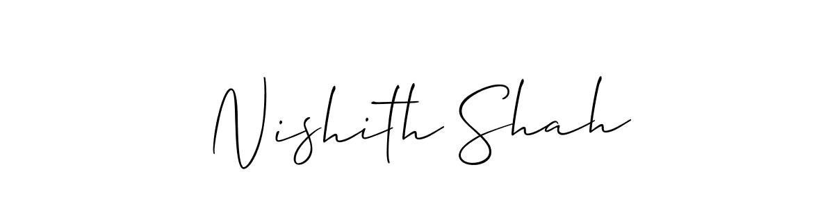 How to make Nishith Shah name signature. Use Allison_Script style for creating short signs online. This is the latest handwritten sign. Nishith Shah signature style 2 images and pictures png