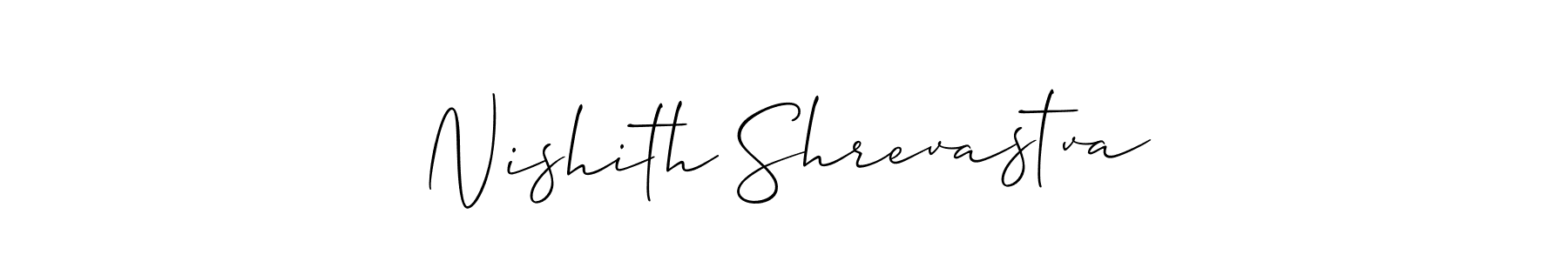 How to make Nishith Shrevastva name signature. Use Allison_Script style for creating short signs online. This is the latest handwritten sign. Nishith Shrevastva signature style 2 images and pictures png