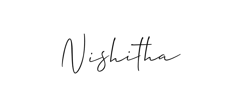 You should practise on your own different ways (Allison_Script) to write your name (Nishitha) in signature. don't let someone else do it for you. Nishitha signature style 2 images and pictures png