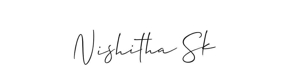 How to make Nishitha Sk signature? Allison_Script is a professional autograph style. Create handwritten signature for Nishitha Sk name. Nishitha Sk signature style 2 images and pictures png