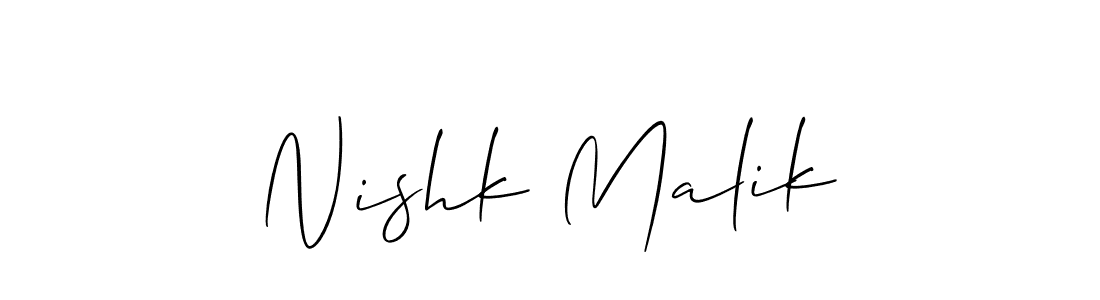 It looks lik you need a new signature style for name Nishk Malik. Design unique handwritten (Allison_Script) signature with our free signature maker in just a few clicks. Nishk Malik signature style 2 images and pictures png