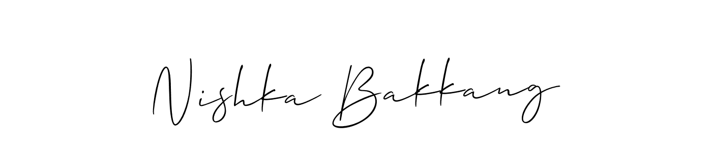 How to make Nishka Bakkang name signature. Use Allison_Script style for creating short signs online. This is the latest handwritten sign. Nishka Bakkang signature style 2 images and pictures png