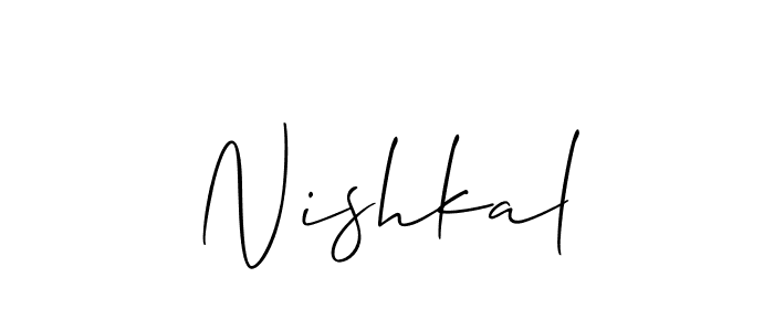 Make a beautiful signature design for name Nishkal. With this signature (Allison_Script) style, you can create a handwritten signature for free. Nishkal signature style 2 images and pictures png