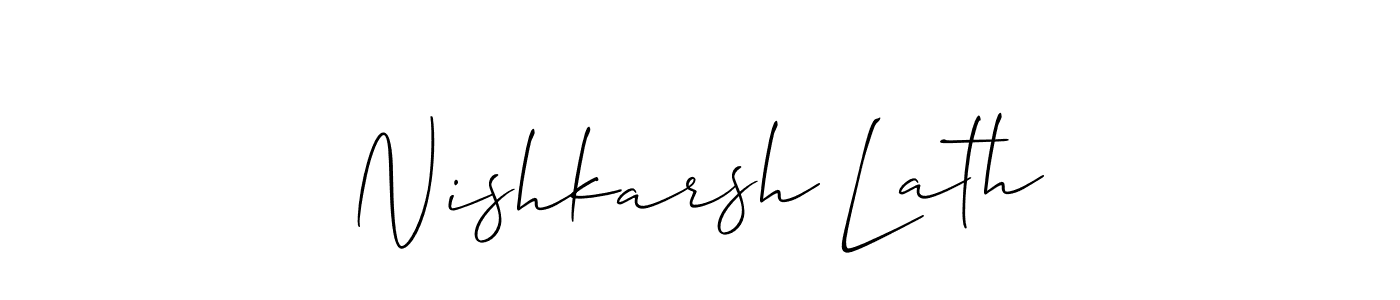 Allison_Script is a professional signature style that is perfect for those who want to add a touch of class to their signature. It is also a great choice for those who want to make their signature more unique. Get Nishkarsh Lath name to fancy signature for free. Nishkarsh Lath signature style 2 images and pictures png