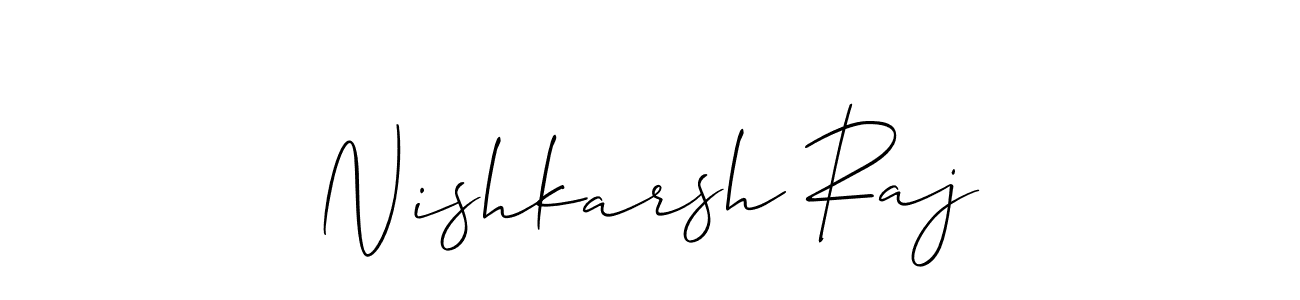 The best way (Allison_Script) to make a short signature is to pick only two or three words in your name. The name Nishkarsh Raj include a total of six letters. For converting this name. Nishkarsh Raj signature style 2 images and pictures png