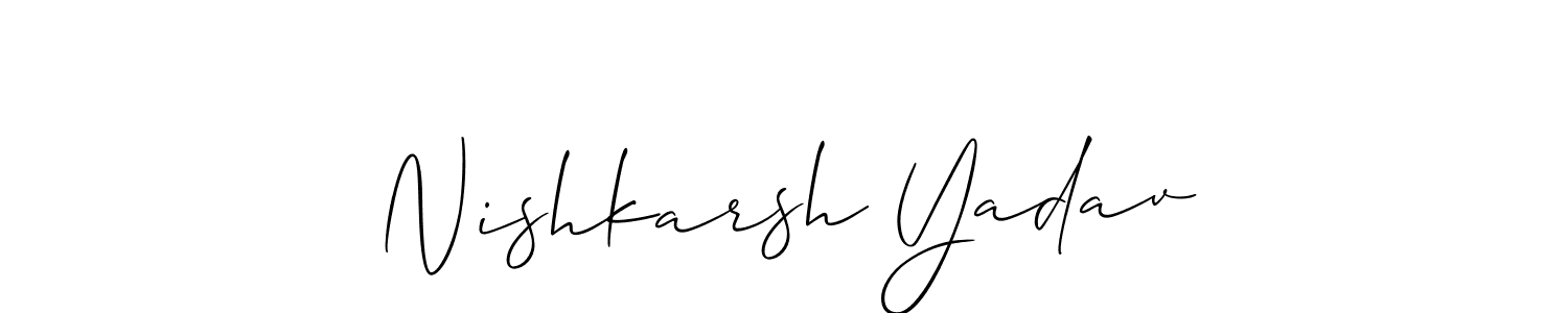 This is the best signature style for the Nishkarsh Yadav name. Also you like these signature font (Allison_Script). Mix name signature. Nishkarsh Yadav signature style 2 images and pictures png