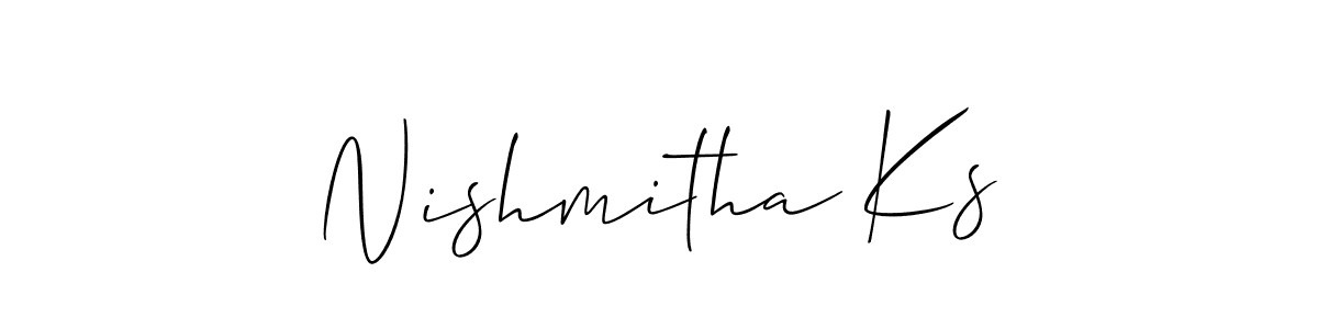 You should practise on your own different ways (Allison_Script) to write your name (Nishmitha Ks) in signature. don't let someone else do it for you. Nishmitha Ks signature style 2 images and pictures png