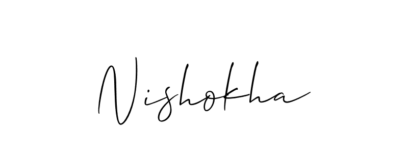 Use a signature maker to create a handwritten signature online. With this signature software, you can design (Allison_Script) your own signature for name Nishokha. Nishokha signature style 2 images and pictures png