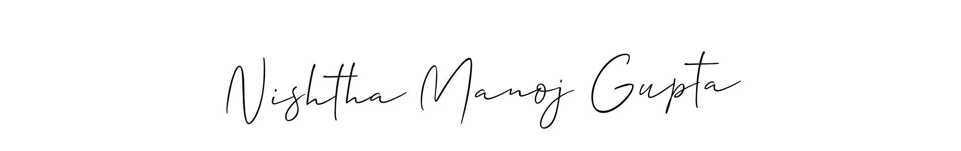 if you are searching for the best signature style for your name Nishtha Manoj Gupta. so please give up your signature search. here we have designed multiple signature styles  using Allison_Script. Nishtha Manoj Gupta signature style 2 images and pictures png