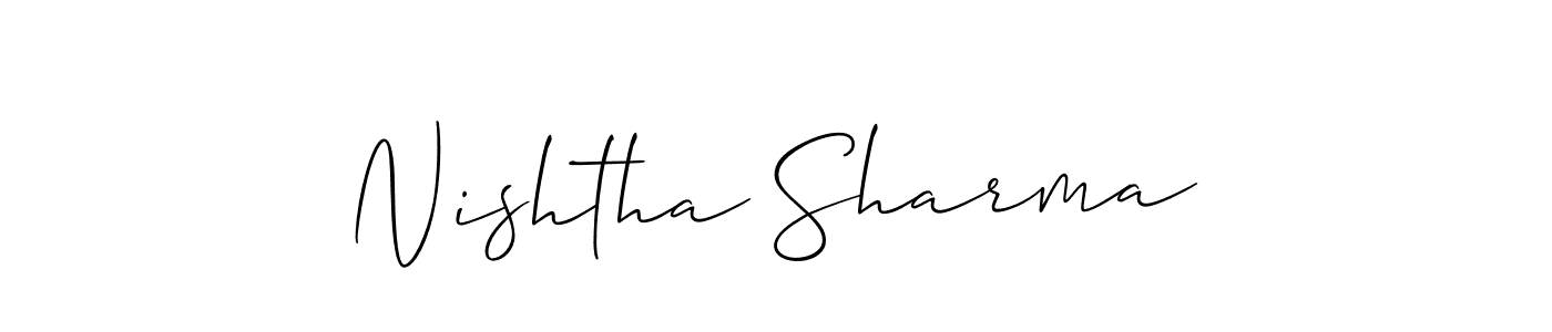 Check out images of Autograph of Nishtha Sharma name. Actor Nishtha Sharma Signature Style. Allison_Script is a professional sign style online. Nishtha Sharma signature style 2 images and pictures png