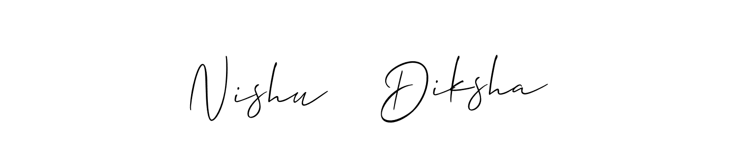 How to make Nishu    Diksha signature? Allison_Script is a professional autograph style. Create handwritten signature for Nishu    Diksha name. Nishu    Diksha signature style 2 images and pictures png