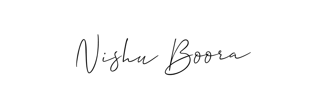Similarly Allison_Script is the best handwritten signature design. Signature creator online .You can use it as an online autograph creator for name Nishu Boora. Nishu Boora signature style 2 images and pictures png