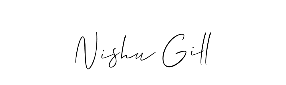 How to make Nishu Gill name signature. Use Allison_Script style for creating short signs online. This is the latest handwritten sign. Nishu Gill signature style 2 images and pictures png