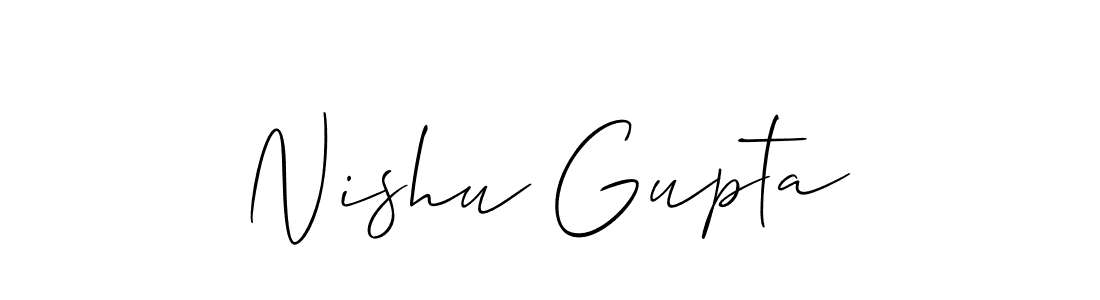 The best way (Allison_Script) to make a short signature is to pick only two or three words in your name. The name Nishu Gupta include a total of six letters. For converting this name. Nishu Gupta signature style 2 images and pictures png