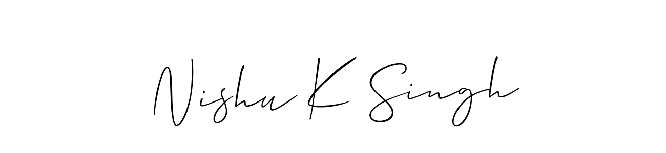 Design your own signature with our free online signature maker. With this signature software, you can create a handwritten (Allison_Script) signature for name Nishu K Singh. Nishu K Singh signature style 2 images and pictures png
