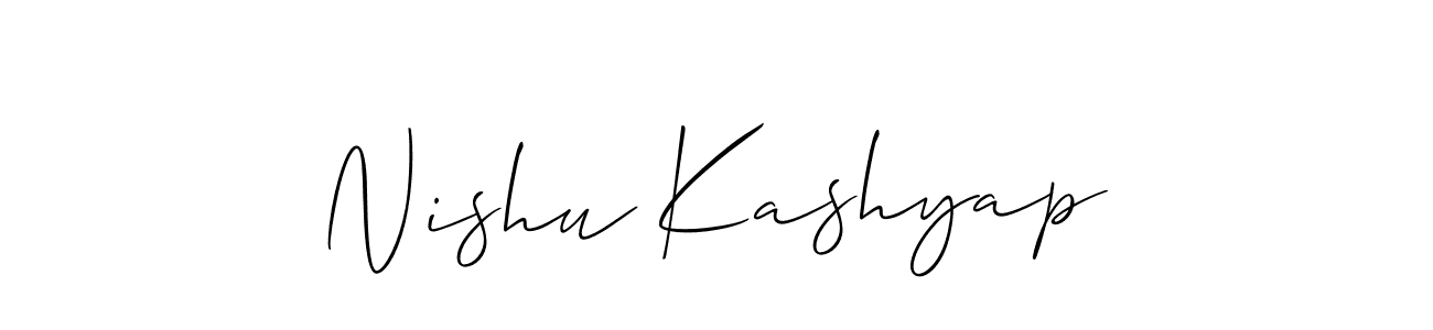 Make a beautiful signature design for name Nishu Kashyap. With this signature (Allison_Script) style, you can create a handwritten signature for free. Nishu Kashyap signature style 2 images and pictures png