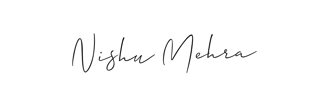 Similarly Allison_Script is the best handwritten signature design. Signature creator online .You can use it as an online autograph creator for name Nishu Mehra. Nishu Mehra signature style 2 images and pictures png