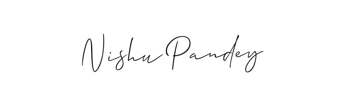 Create a beautiful signature design for name Nishu Pandey. With this signature (Allison_Script) fonts, you can make a handwritten signature for free. Nishu Pandey signature style 2 images and pictures png