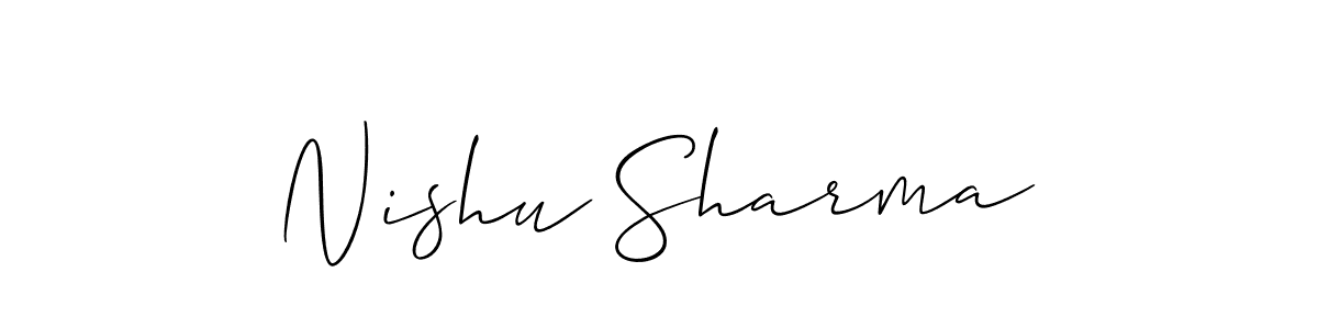 Design your own signature with our free online signature maker. With this signature software, you can create a handwritten (Allison_Script) signature for name Nishu Sharma. Nishu Sharma signature style 2 images and pictures png