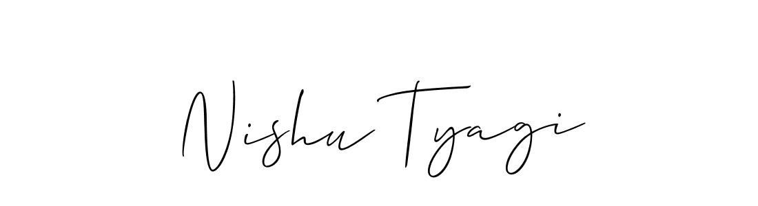 Allison_Script is a professional signature style that is perfect for those who want to add a touch of class to their signature. It is also a great choice for those who want to make their signature more unique. Get Nishu Tyagi name to fancy signature for free. Nishu Tyagi signature style 2 images and pictures png