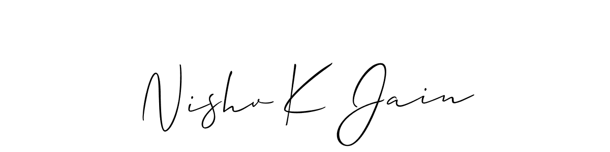 Also we have Nishv K Jain name is the best signature style. Create professional handwritten signature collection using Allison_Script autograph style. Nishv K Jain signature style 2 images and pictures png