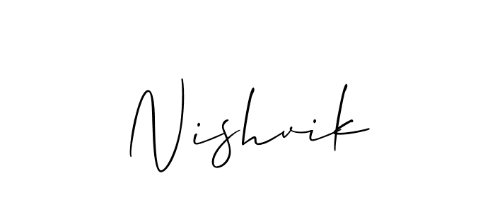 Make a beautiful signature design for name Nishvik. Use this online signature maker to create a handwritten signature for free. Nishvik signature style 2 images and pictures png