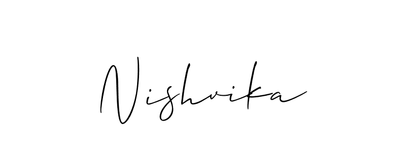 How to make Nishvika name signature. Use Allison_Script style for creating short signs online. This is the latest handwritten sign. Nishvika signature style 2 images and pictures png