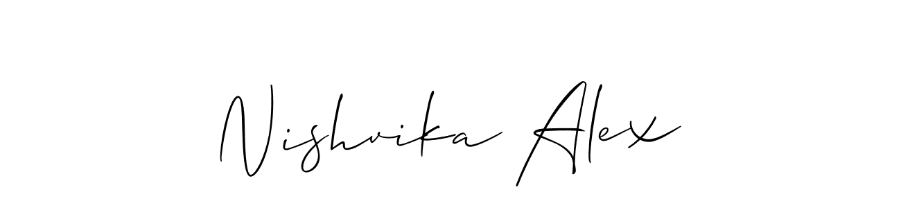 This is the best signature style for the Nishvika Alex name. Also you like these signature font (Allison_Script). Mix name signature. Nishvika Alex signature style 2 images and pictures png