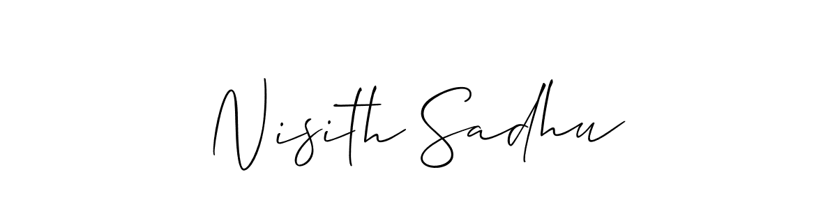 if you are searching for the best signature style for your name Nisith Sadhu. so please give up your signature search. here we have designed multiple signature styles  using Allison_Script. Nisith Sadhu signature style 2 images and pictures png
