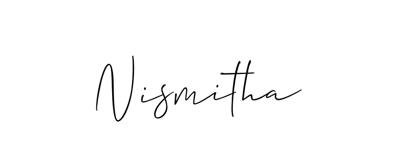 Similarly Allison_Script is the best handwritten signature design. Signature creator online .You can use it as an online autograph creator for name Nismitha. Nismitha signature style 2 images and pictures png