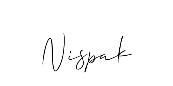 Use a signature maker to create a handwritten signature online. With this signature software, you can design (Allison_Script) your own signature for name Nispak. Nispak signature style 2 images and pictures png