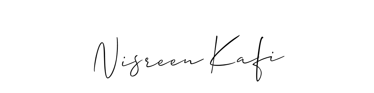 The best way (Allison_Script) to make a short signature is to pick only two or three words in your name. The name Nisreen Kafi include a total of six letters. For converting this name. Nisreen Kafi signature style 2 images and pictures png