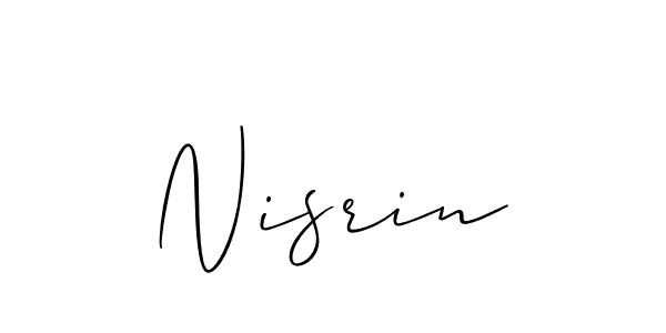 Use a signature maker to create a handwritten signature online. With this signature software, you can design (Allison_Script) your own signature for name Nisrin. Nisrin signature style 2 images and pictures png