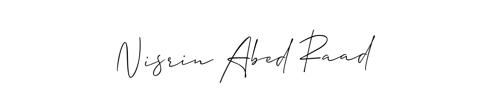 How to make Nisrin Abed Raad name signature. Use Allison_Script style for creating short signs online. This is the latest handwritten sign. Nisrin Abed Raad signature style 2 images and pictures png