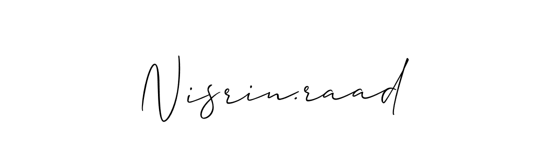 Use a signature maker to create a handwritten signature online. With this signature software, you can design (Allison_Script) your own signature for name Nisrin.raad. Nisrin.raad signature style 2 images and pictures png