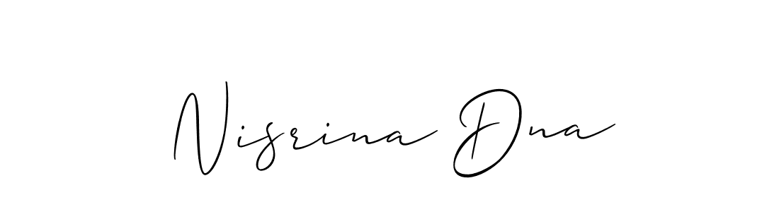 Allison_Script is a professional signature style that is perfect for those who want to add a touch of class to their signature. It is also a great choice for those who want to make their signature more unique. Get Nisrina Dna name to fancy signature for free. Nisrina Dna signature style 2 images and pictures png