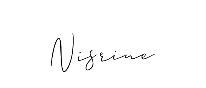 Use a signature maker to create a handwritten signature online. With this signature software, you can design (Allison_Script) your own signature for name Nisrine. Nisrine signature style 2 images and pictures png