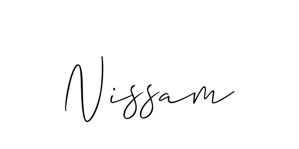 Make a beautiful signature design for name Nissam. With this signature (Allison_Script) style, you can create a handwritten signature for free. Nissam signature style 2 images and pictures png