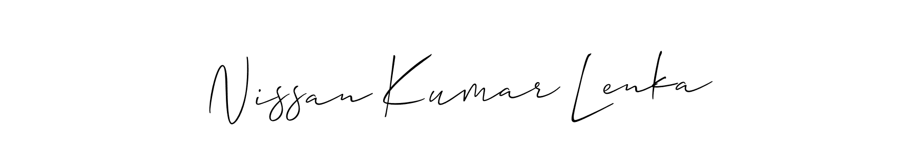 How to make Nissan Kumar Lenka name signature. Use Allison_Script style for creating short signs online. This is the latest handwritten sign. Nissan Kumar Lenka signature style 2 images and pictures png