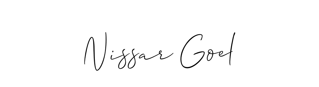 How to Draw Nissar Goel signature style? Allison_Script is a latest design signature styles for name Nissar Goel. Nissar Goel signature style 2 images and pictures png