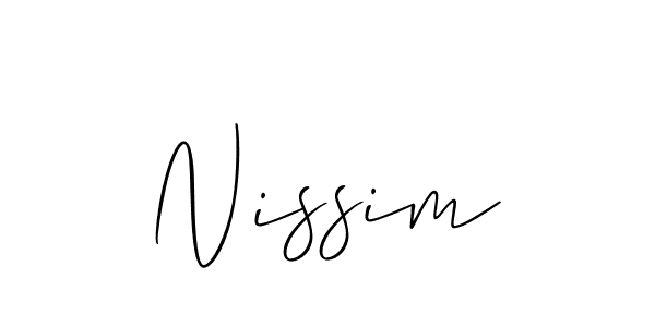 Also You can easily find your signature by using the search form. We will create Nissim name handwritten signature images for you free of cost using Allison_Script sign style. Nissim signature style 2 images and pictures png