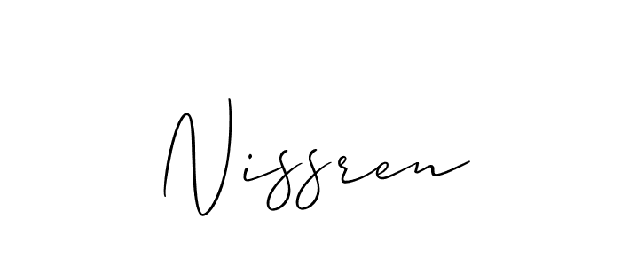 Similarly Allison_Script is the best handwritten signature design. Signature creator online .You can use it as an online autograph creator for name Nissren. Nissren signature style 2 images and pictures png
