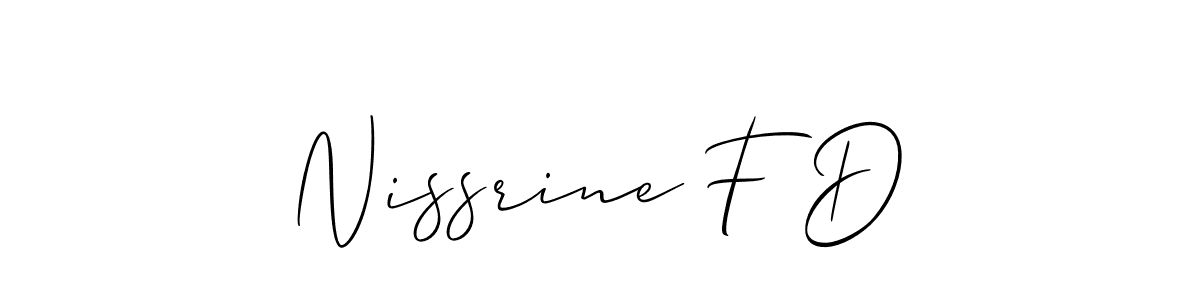 Create a beautiful signature design for name Nissrine F D. With this signature (Allison_Script) fonts, you can make a handwritten signature for free. Nissrine F D signature style 2 images and pictures png