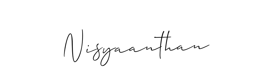 Create a beautiful signature design for name Nisyaanthan. With this signature (Allison_Script) fonts, you can make a handwritten signature for free. Nisyaanthan signature style 2 images and pictures png
